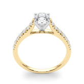 1 1/3 ctw Oval Lab Grown Diamond Classic Pave Solitaire Engagement Ring with Side Stones in yellow gold